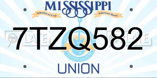 7TZQ582 Mississippi License Plate