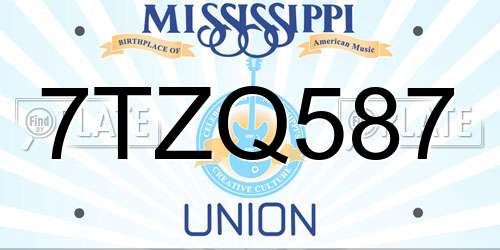 7TZQ587 Mississippi License Plate