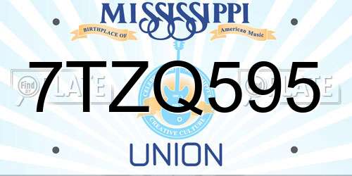 7TZQ595 Mississippi License Plate
