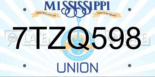 7TZQ598 Mississippi License Plate