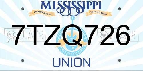 7TZQ726 Mississippi License Plate