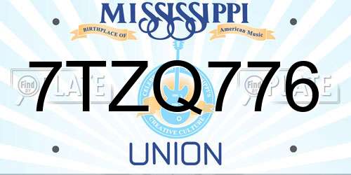 7TZQ776 Mississippi License Plate