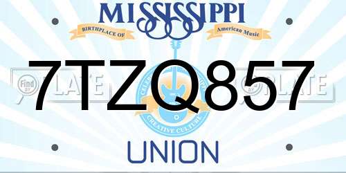 7TZQ857 Mississippi License Plate