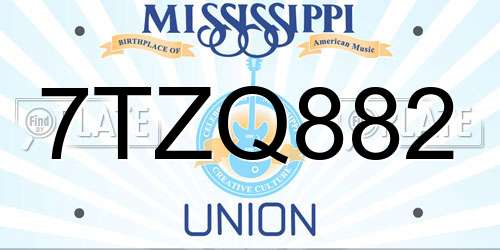 7TZQ882 Mississippi License Plate
