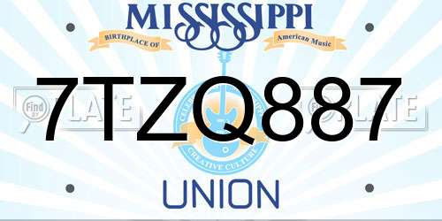 7TZQ887 Mississippi License Plate