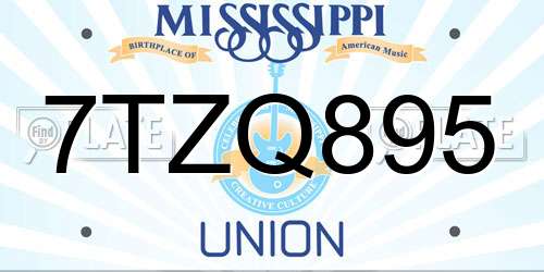 7TZQ895 Mississippi License Plate