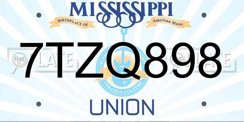 7TZQ898 Mississippi License Plate