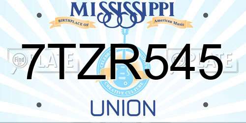 7TZR545 Mississippi License Plate