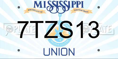 7TZS13 Mississippi License Plate