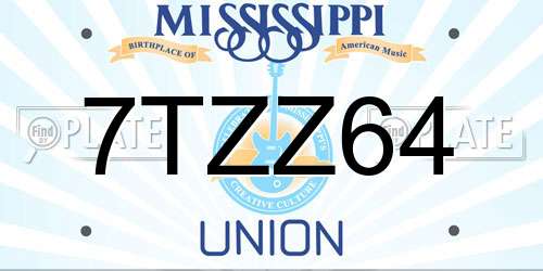 7TZZ64 Mississippi License Plate