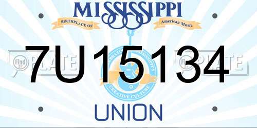7U15134 Mississippi License Plate