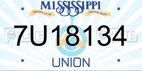 7U18134 Mississippi License Plate
