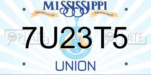 7U23T5 Mississippi License Plate
