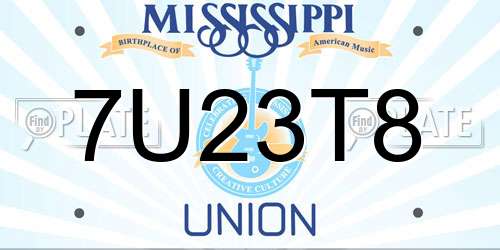 7U23T8 Mississippi License Plate