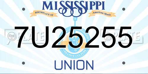 7U25255 Mississippi License Plate