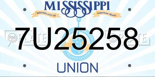 7U25258 Mississippi License Plate