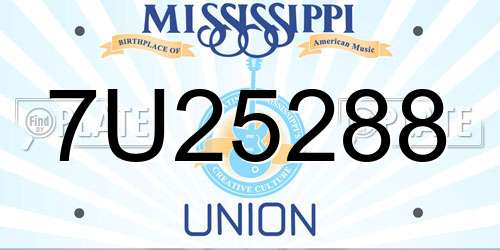 7U25288 Mississippi License Plate