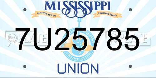 7U25785 Mississippi License Plate