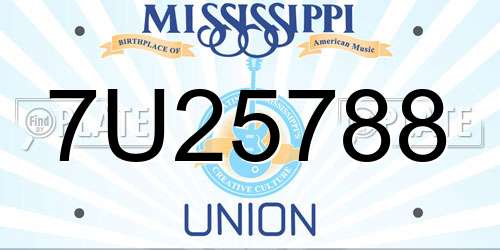 7U25788 Mississippi License Plate
