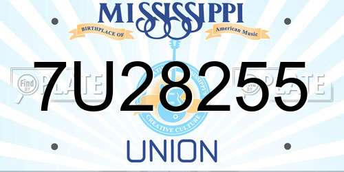 7U28255 Mississippi License Plate