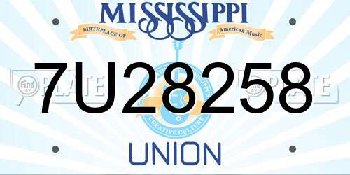 7U28258 Mississippi License Plate