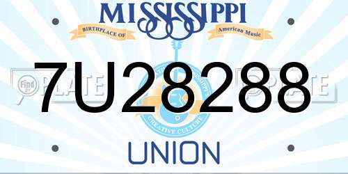 7U28288 Mississippi License Plate