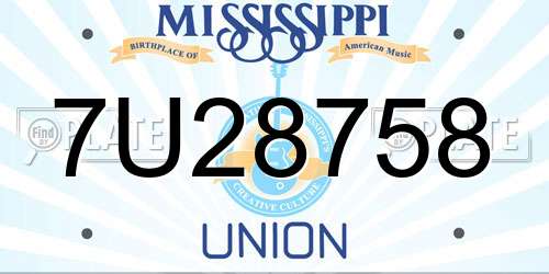 7U28758 Mississippi License Plate