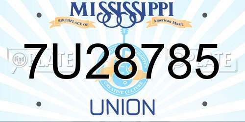 7U28785 Mississippi License Plate