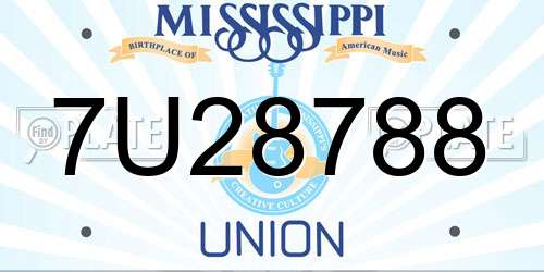 7U28788 Mississippi License Plate