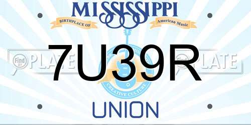 7U39R Mississippi License Plate