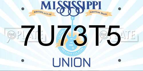 7U73T5 Mississippi License Plate