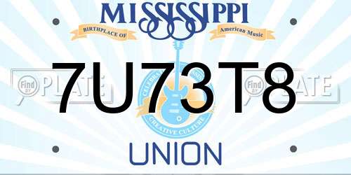 7U73T8 Mississippi License Plate