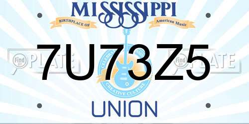7U73Z5 Mississippi License Plate