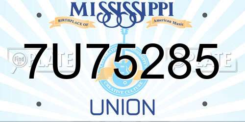 7U75285 Mississippi License Plate
