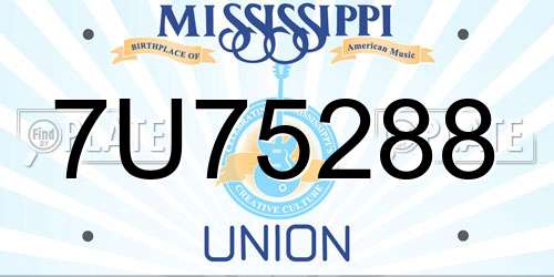 7U75288 Mississippi License Plate