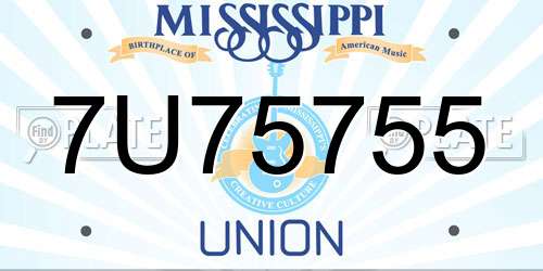 7U75755 Mississippi License Plate