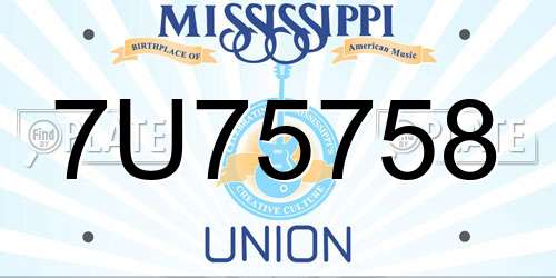 7U75758 Mississippi License Plate