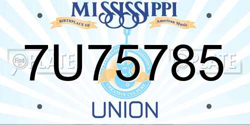 7U75785 Mississippi License Plate