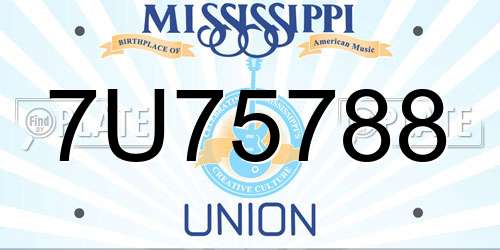 7U75788 Mississippi License Plate