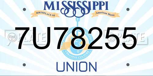 7U78255 Mississippi License Plate