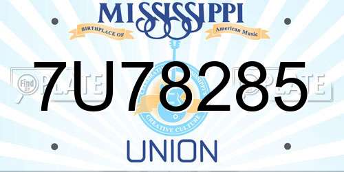 7U78285 Mississippi License Plate