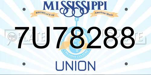 7U78288 Mississippi License Plate