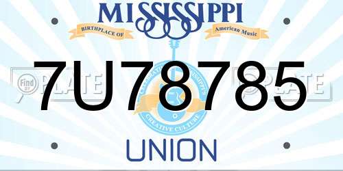 7U78785 Mississippi License Plate