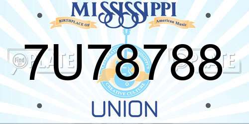 7U78788 Mississippi License Plate