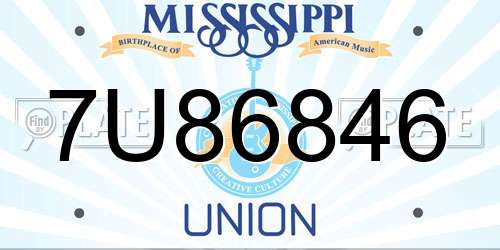 7U86846 Mississippi License Plate