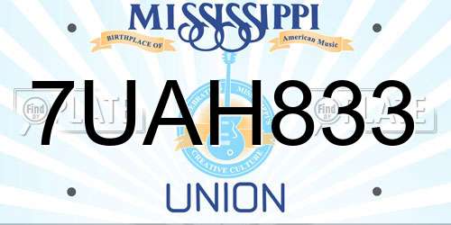 7UAH833 Mississippi License Plate