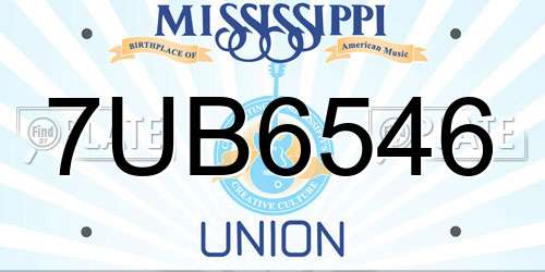7UB6546 Mississippi License Plate