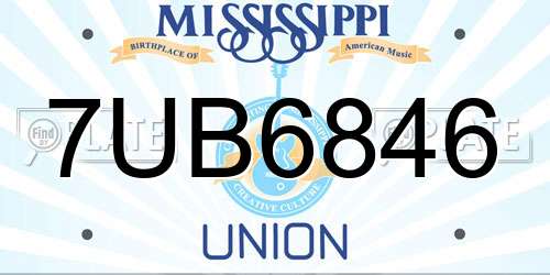 7UB6846 Mississippi License Plate