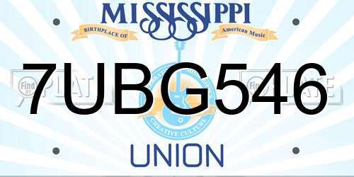 7UBG546 Mississippi License Plate