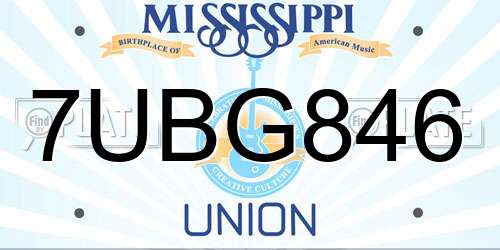 7UBG846 Mississippi License Plate